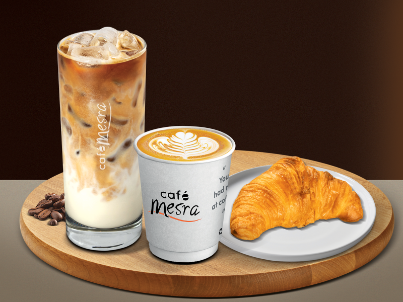 Cafe Mesra drink and croissant visual
